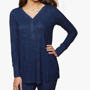 Motherhood Maternity, Navy Blue Brushed Hacci Henley Sleep Knit Top, Women’s XL